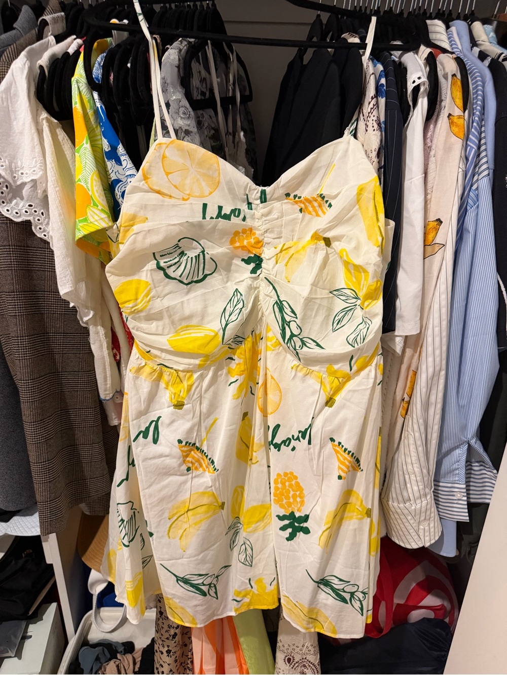 NWT Yellow Lemon Print Spaghetti Strap Sundress